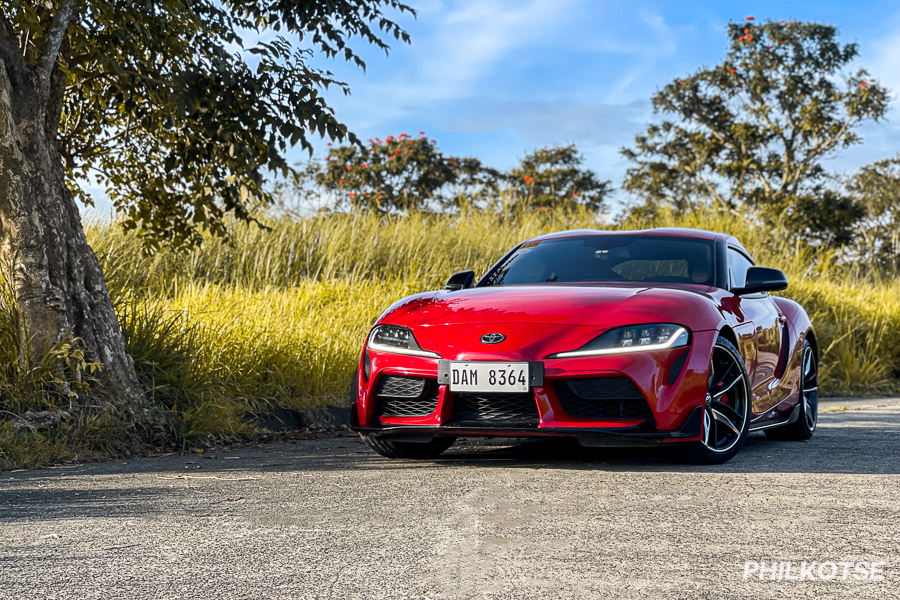 Another picture of the Toyota GR Supra on a quiet street