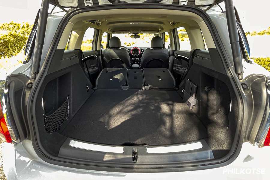 A picture of the Countryman's trunk with the seats folded down