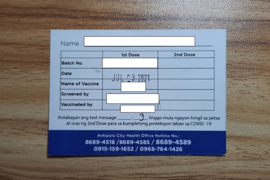 vaccination card for travel philippines