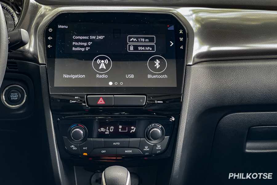 A picture of the Vitara's touchscreen