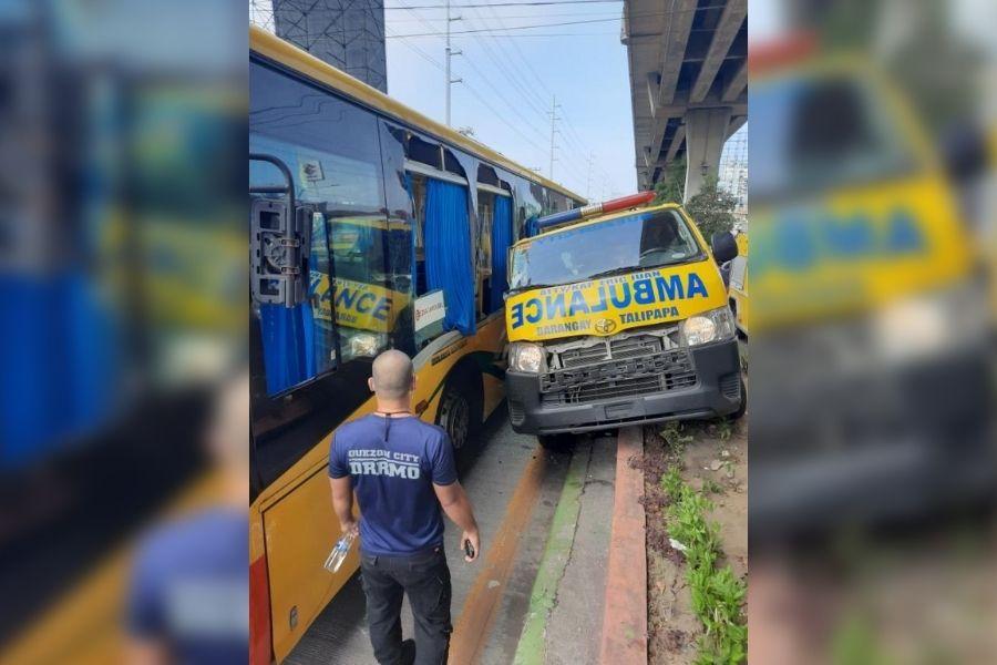 Ambulance meets accident as it enters EDSA carousel bus lane