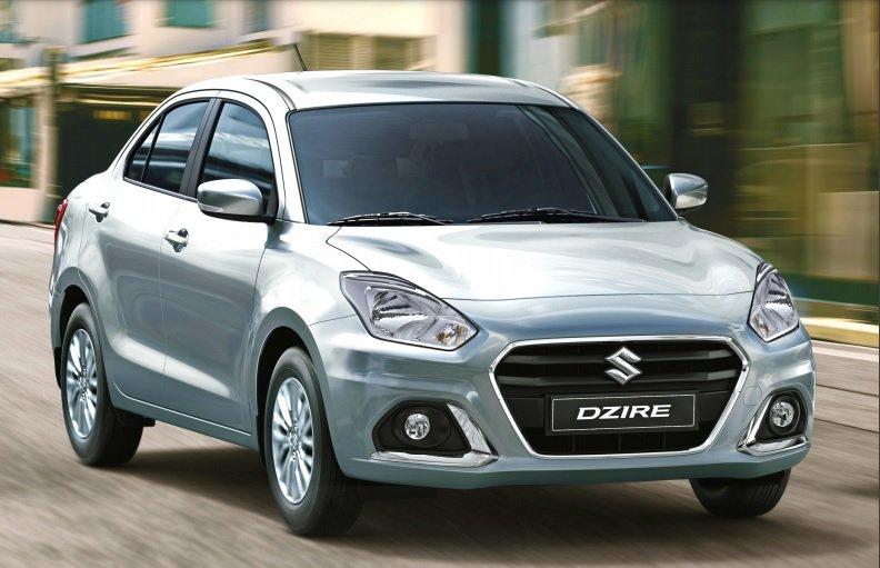 A picture of the Suzuki Dzire on the road.