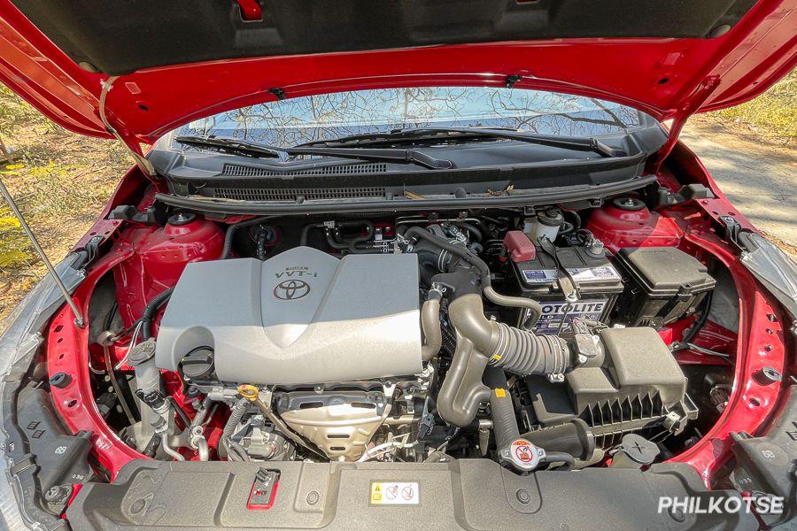A picture of the Toyota Vios' 1.5-liter engine.