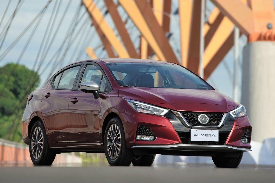 A picture of the new Nissan Almera N-Sport parked on a bridge