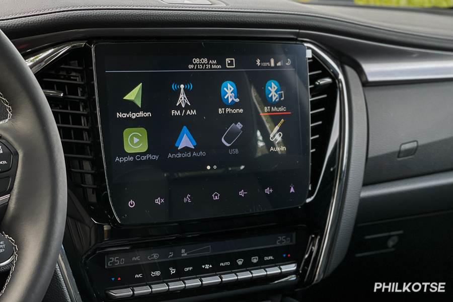 A close-up picture of the mu-X's headunit.