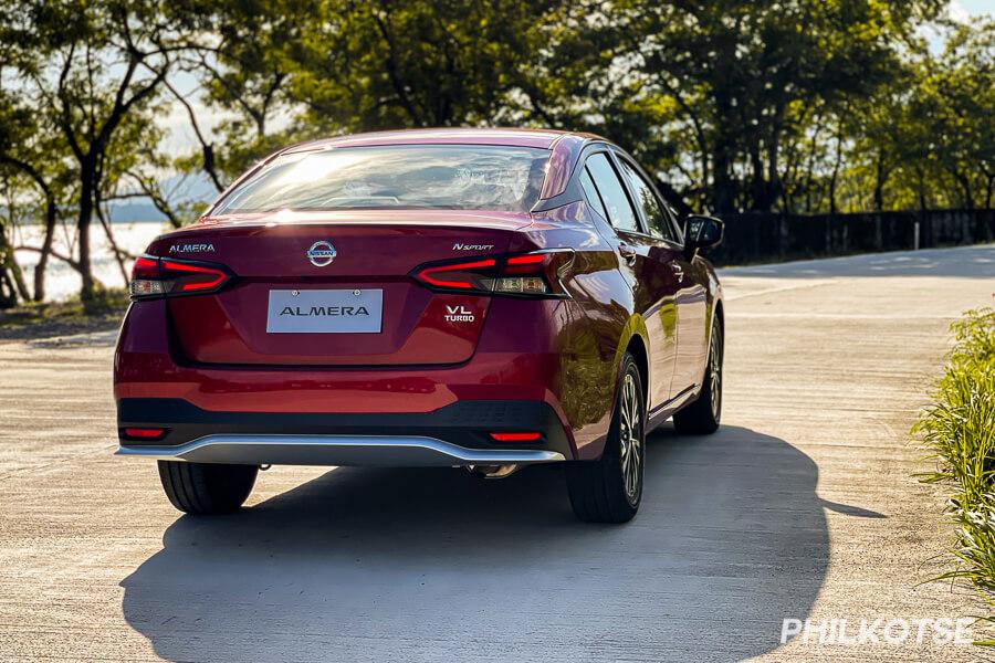 A picture of the rear of the Nissan Almera