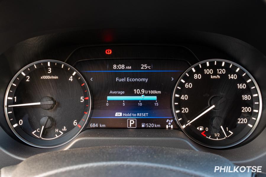 A picture of the Navara's instrument cluster.