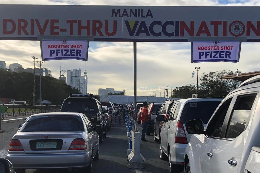 Drive-thru booster vaccination site opens in Manila 