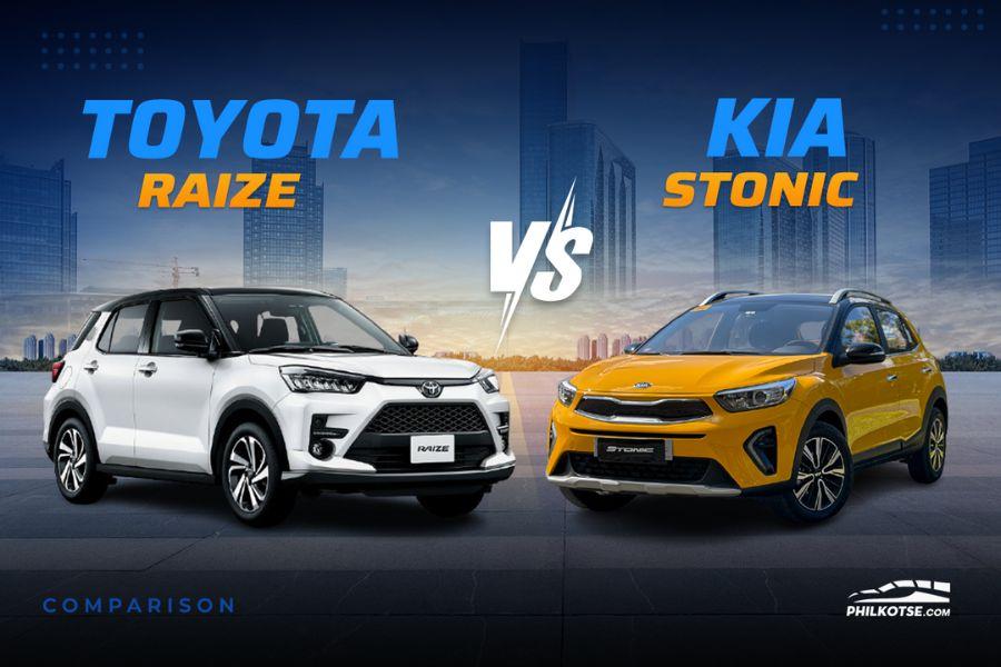 A picture of the Toyota Raize and the Kia Stonic head to head.
