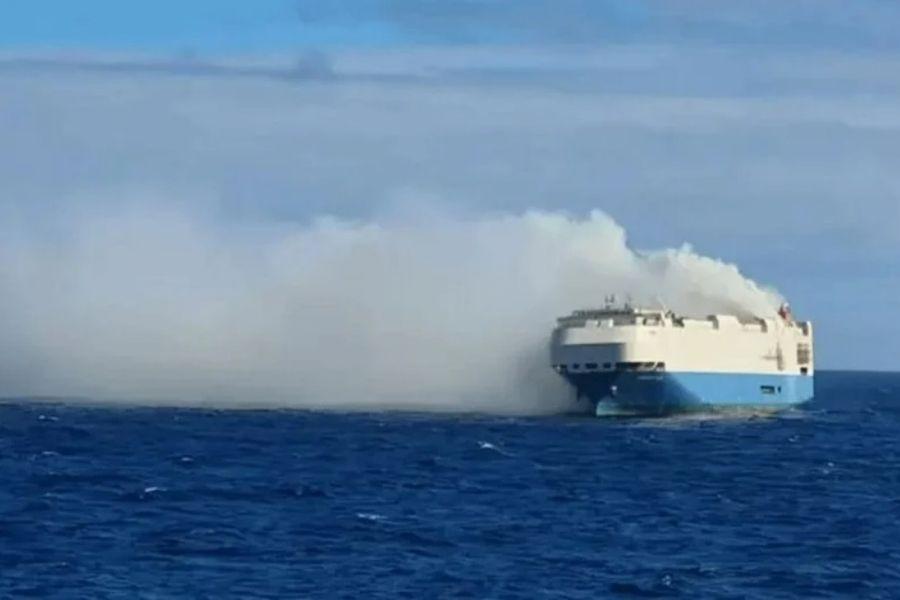 Cargo ship loaded with over 1,000 Porsches catches fire  