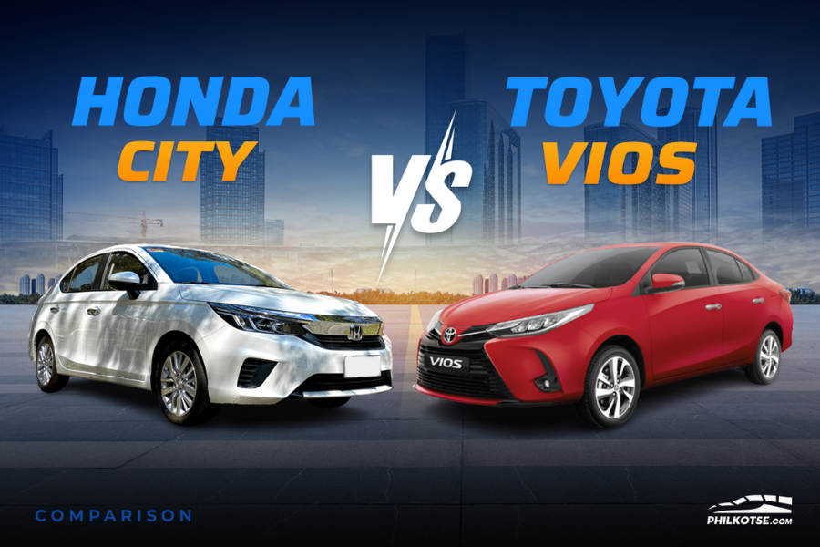 A picture of the Toyota Vios E and the Honda City S head to head