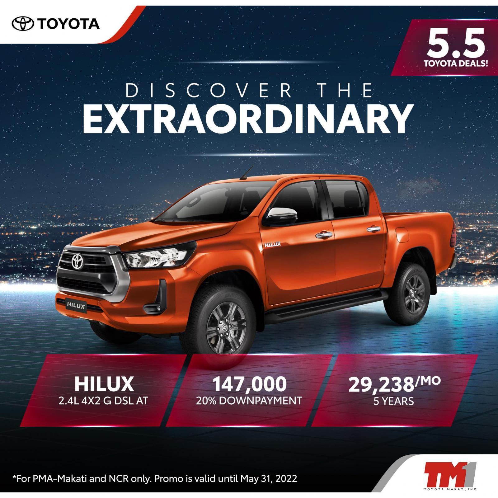 Toyota Hilux 2.4L 4X2 G DSL AT With ₱147,000 All-in Down payment