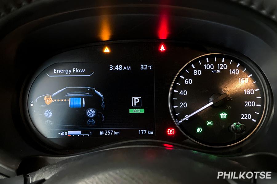 A picture of the Nissan e-POWER's gauge cluster