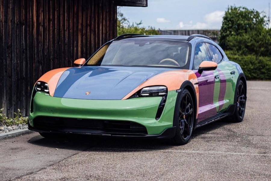 Sneaker-inspired Porsche Taycan features lively color blocking