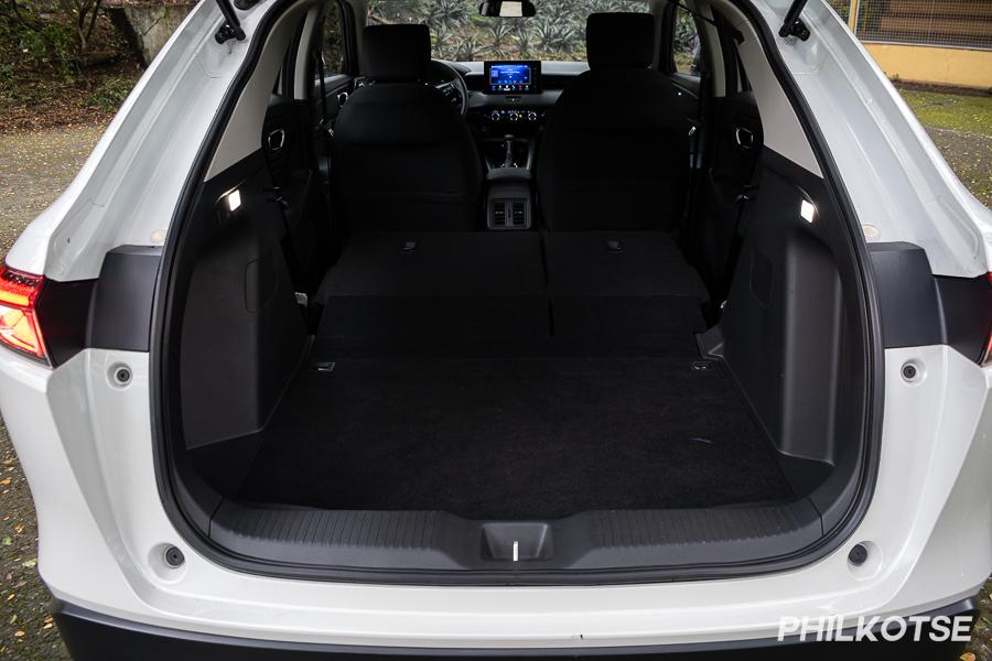 A picture of the HR-V S' trunk with the seats folded down
