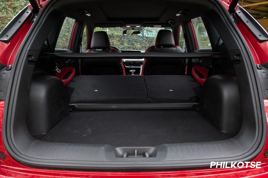 A picture of the CS35 Plus's trunk with rear seats folded