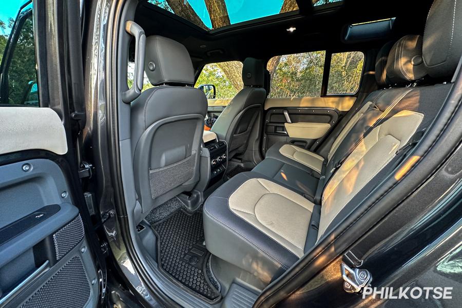 Its second row has plenty of legroom Defender 110 second row