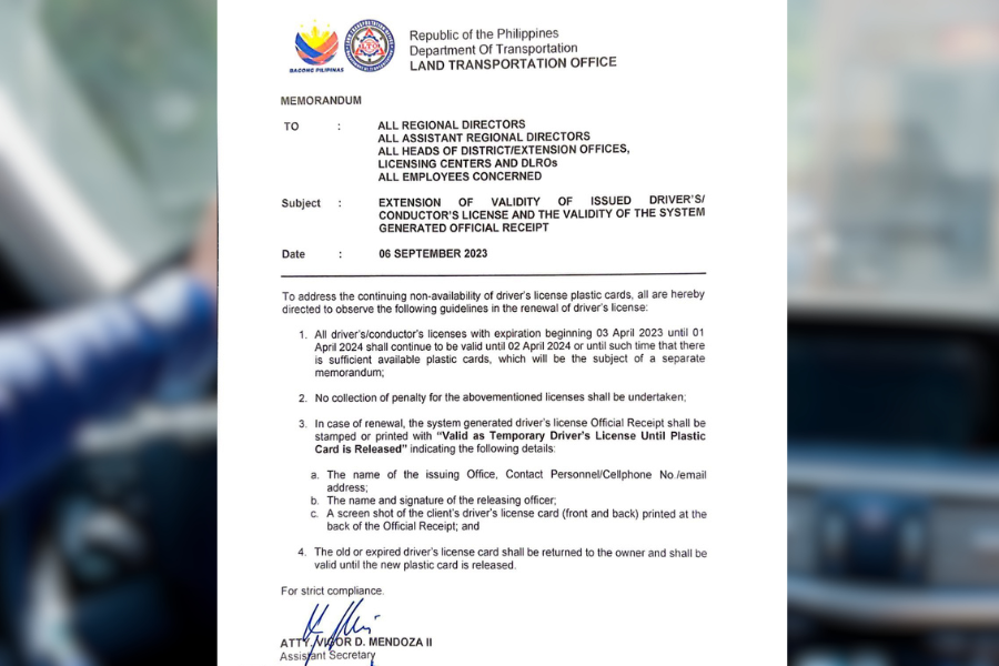 Expired driver’s licenses from April 3 2023 valid until April 2 next year