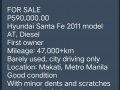 Silver Hyundai Santa Fe 2011 for sale in Makati City-0