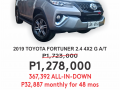 2019 TOYOTA FORTUNER G A/T-0