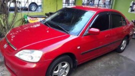 2002 Honda Civic Manual Red Sedan For Sale 