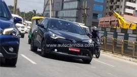 Toyota C-HR 2018 with no camo shows its badges during test mule on Indian roads