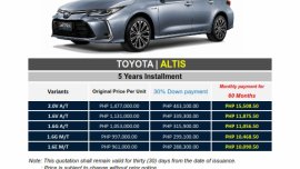2020 Toyota Altis - WE CATER ALL BRANDS AND VARIANTS