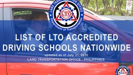 Here is a complete list of accredited LTO driving schools nationwide