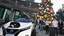 Nissan LEAF electric vehicle lights up Christmas Tree in Pasig City