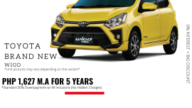 0% Interest + Big Discount Promos! Brand New Toyota Wigo - 30% DP @ Php 1,627 monthly