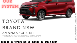 BRANDNEW TOYOTA AVANZA P5,220 per month ONLY!!!