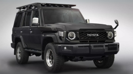 Toyota Land Cruiser 70 in matte black paint looks like a tough boss car