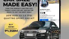 2016 Audi S3 2.0 TFSi Quattro Sport A/T Gasoline ☎️CALL NOW 0935 600 3692 JAN RAY DE JESUS