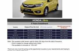 2020 Honda BRIO (We cater all Brands)
