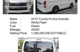Selling Pearl White Toyota Hiace Super Grandia 2014 in Makati