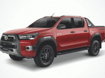 Red Toyota Hilux pickup truck