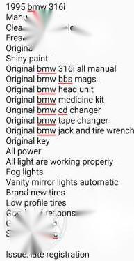 1995 316i BMW manual fresh