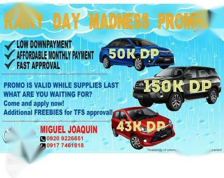 JULY Rainy Day Promo for Wigo Vios and Fortuner