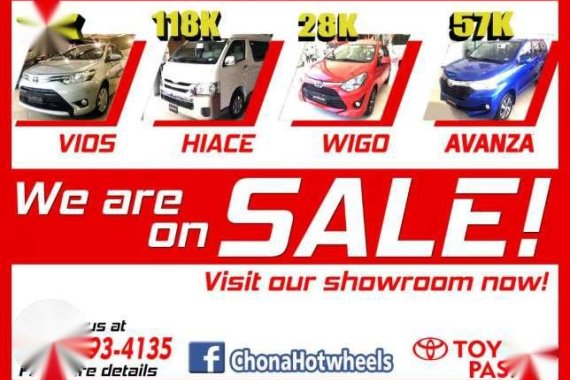 As low DP18k Toyota Vios 2017 ALLin Wigo Avanza Innova Fortuner Hiace