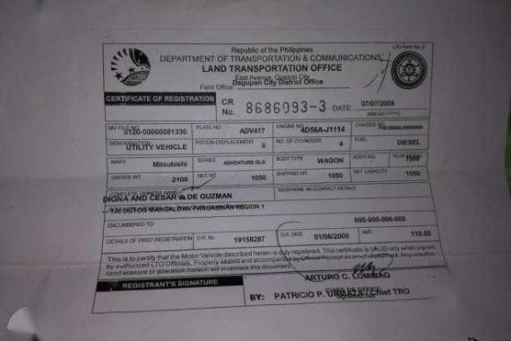 Adventure 1998 model diesel engine gls