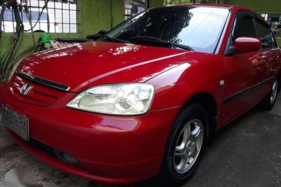 Honda Civic 2002 Manual Red Sedan For Sale 