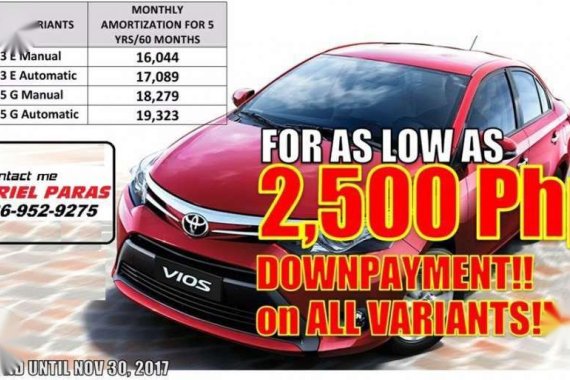 New 2017 Toyota VIOS 2.5K All in DP For Sale 