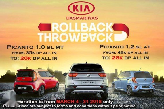 2018 KIA Picanto Low down promo starts at 20k