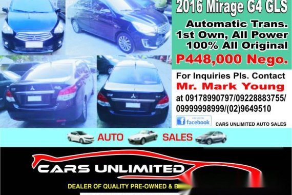 2016 MITSUBISHI Mirage G4 GLS 2nd hand car