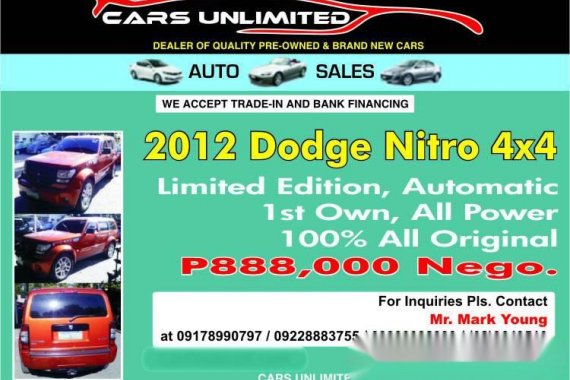 2012 Dodge Nitro 4X4 CARS UNLIMITED Auto Sales