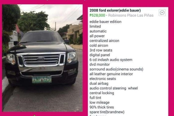 2008 Ford Explorer (eddie bauer) for sale