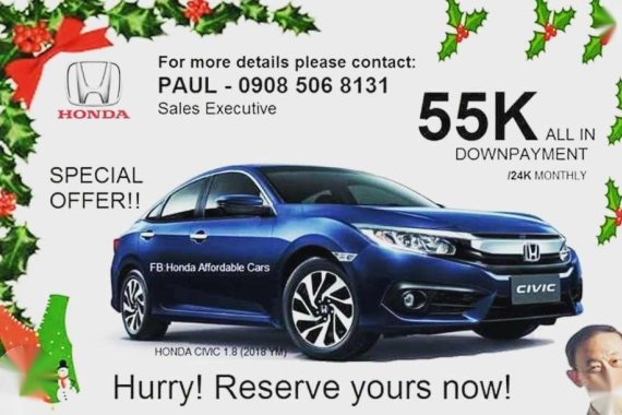 SELLING 2018 HONDA Civic E Cvt