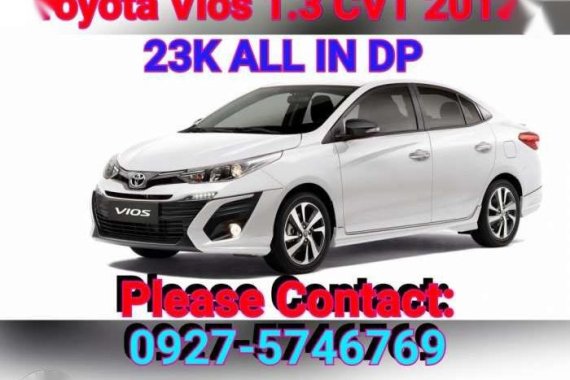 Brandnew Toyota Vios 1.3E automatic 23K all in dp 2018