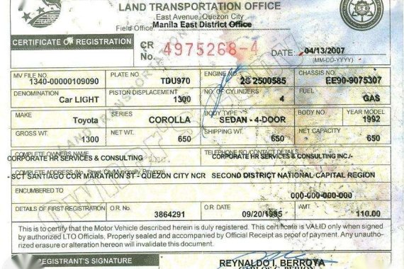 1992 Toyota Corolla AE92 EE90 Small Body