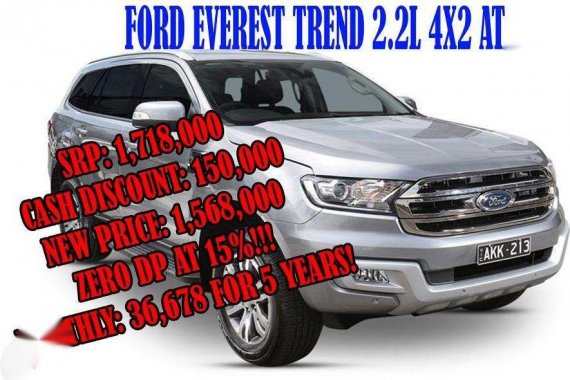 Ford Everest Trend 22L 4X2 AT 2018 for sale